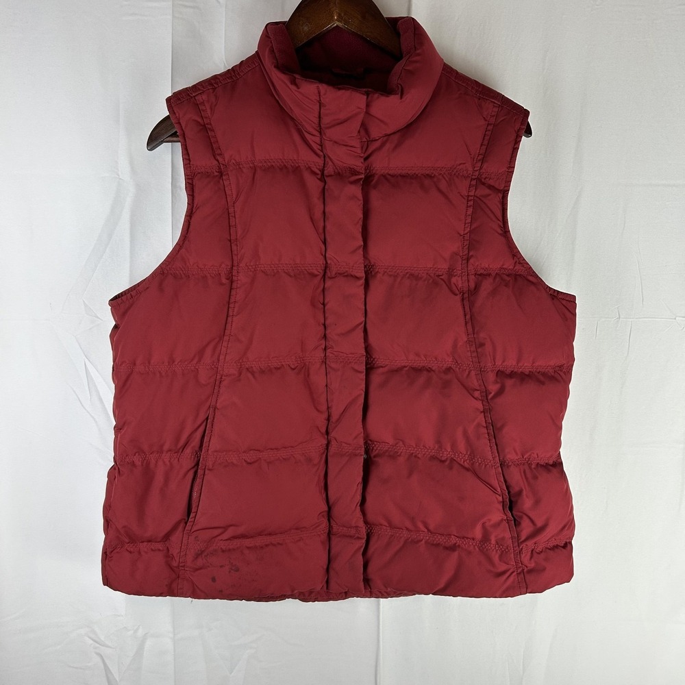 Eddie Bauer Down Puffer‎ Vest Womens XL Red Quilted Zip Pockets Warm Insulated